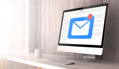  workspace with mail screen computer