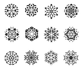 Vector Illustration. Set of snowflakes. Winter isolated snowflakes made by paper