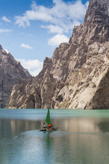 Small boat sailing on Leman lake