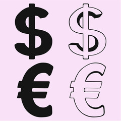 sign of dollar and euro