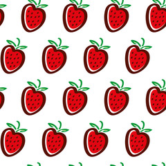 Vector seamless Strawberry pattern. Cute food background. Can be used for restaurant or cafe menu, design banners, wrapping paper, print on clothes. EPS10.