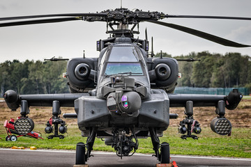 Fototapeta na wymiar Front view of a modern military army attack helicopter