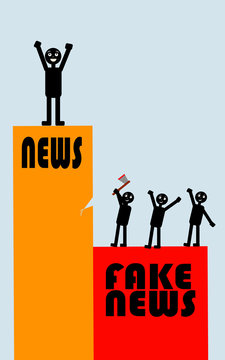 Fake and fact: fakes news win on reality on internet today.