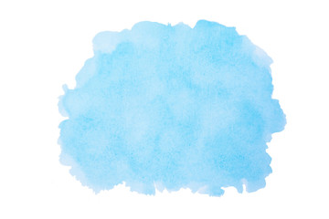 Sky blue watercolor background. Brush stroke shape isolated on white with clipping path