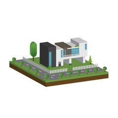 Obraz premium Isometric and 3D of modern houses and building architecture design.