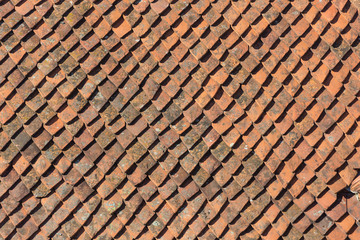 close up of red roof texture