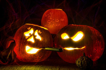 halloween pumpkin with Knife Lit up