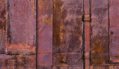 Strongly Rusty Gates With Hinges. Metal Plates. Corrosion. Texture, Background Series
