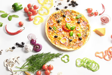 Pizza with mushrooms and cheese