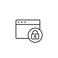 brouser page with lock; web security system symbol line black icon on white background