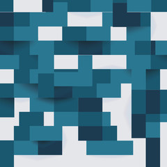 Abstract geometric shape from flat blue elements with shadows, vector background.