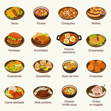 Mexican food vector illustration set
