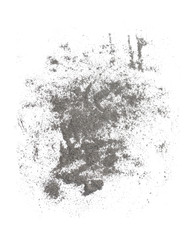 Ash pile isolated on white background, texture, Ash Wednesday concept