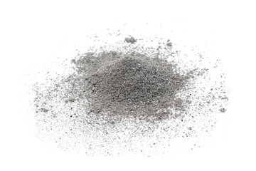 Fototapeta na wymiar Ash pile isolated on white background, texture, Ash Wednesday concept