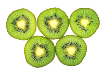 kiwi slices isolated on white background