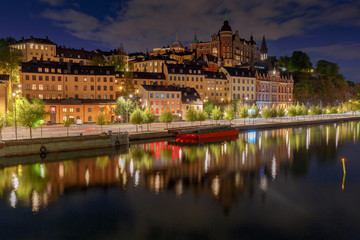 Fototapeta na wymiar Stockholm. Houses on the waterfront.
