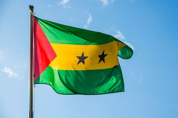 Waving flag of Sao Tome and Principe, Sao Tome and Principe, Africa