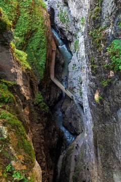 View from Zwingsteg into the Breitachklamm near Oberstdorf, Oberallgau, Allgau, Bavaria, Germany, Europe
