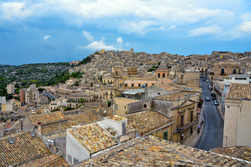 panorama of the historic center of Modica Sicily Italy
