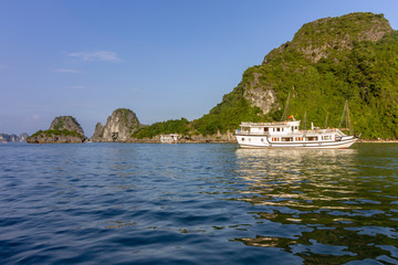 Beautiful panorama of Ha Long Bay (Descending Dragon Bay) popular tourist destination in Asia. Vietnam.