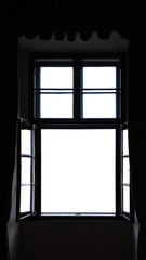 Window frame with opened windows as a pattern