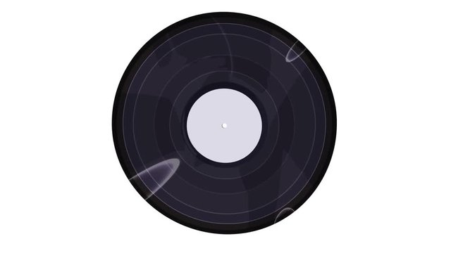 vinyl record spinning on a white background close-up