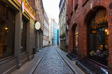 Old Riga small narrow and empty street