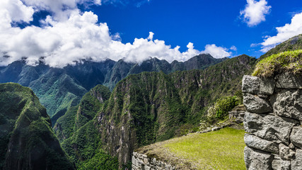 The stone walls of Machu Picchu