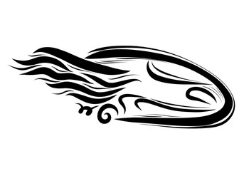 highspeed winged train or car rushes forward