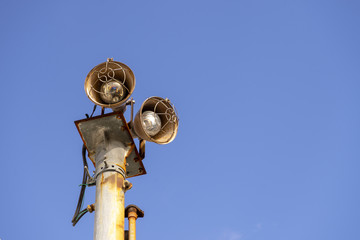 Old Street lamp with blue sky background