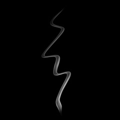 Delicate white cigarette smoke waves on black background.