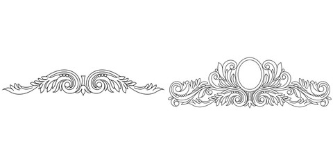 Set of vintage baroque ornament, corner. Retro pattern antique style acanthus.