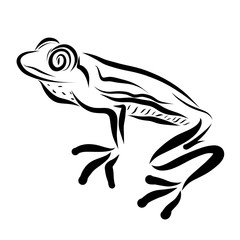 Fun frog with big eyes, black outline