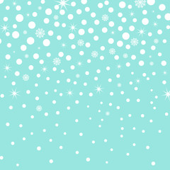 Falling snow background. Vector illustration with snowflakes. Winter snowing sky. Eps 10.