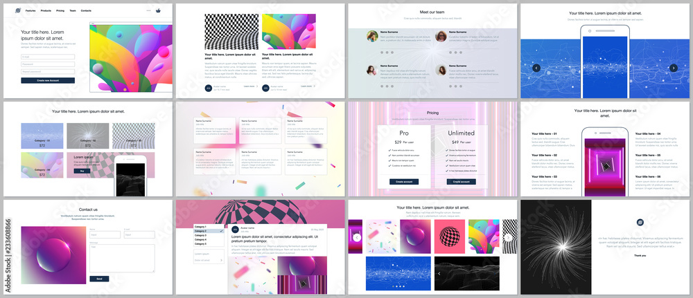 Canvas Prints vector templates for website design, minimal presentations, portfolio with vibrant colorful abstract