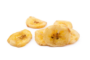  Dried sliced banana isolated on white background