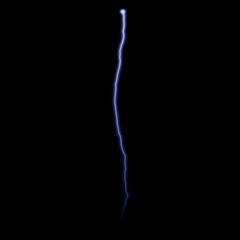 Isolated realistic electrical lightning strike visual effect on black night background. Energy change. 