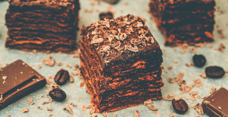 Fresh tasty chocolate cake.