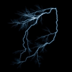 Obraz premium Isolated realistic electrical lightning strike visual effect on black night background. Energy change. 