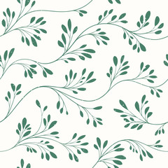 Christmas Hand Drawn Seamless Vector Pattern with Elegant Intertwined Twigs