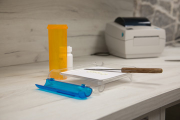 Pharmacist filling prescription