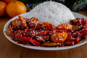 Pork in sweet and sour sauce with tangerines 9