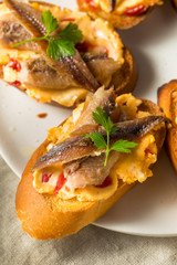 Homemade Anchovy and Sardine Crostini
