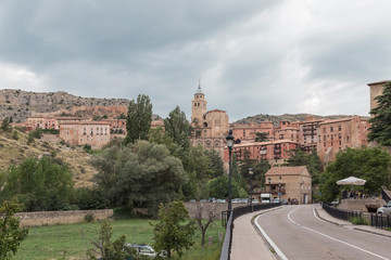 Obraz premium View of Albarracín from the access road to the town, Teruel, Aragón, Spain