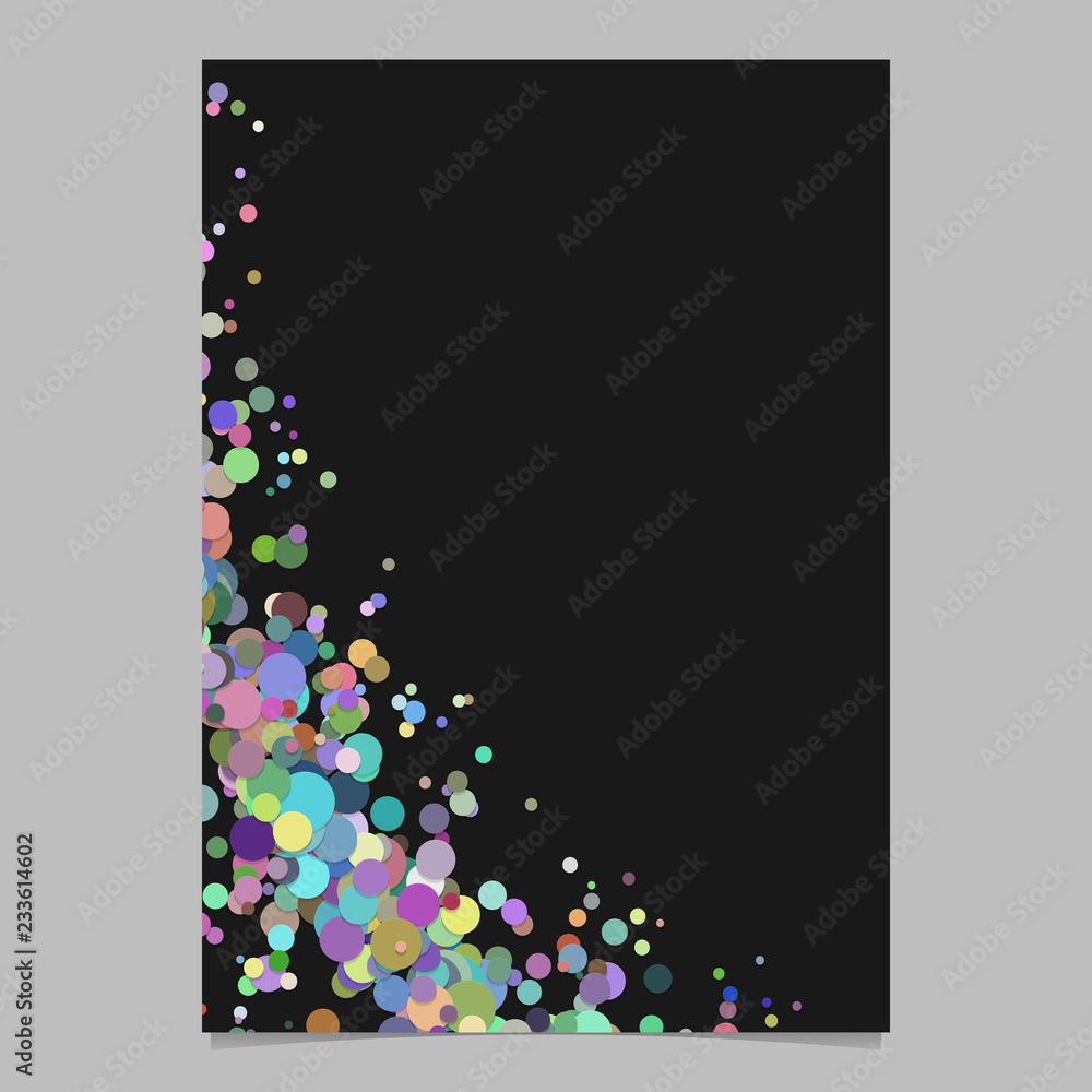 Poster abstract blank curved confetti page background template from scattered circles - vector design