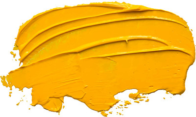 Obraz premium Textured yellow oil paint brush stroke,convex with shadows, isolated on transparent background. EPS 10 vector illustration.