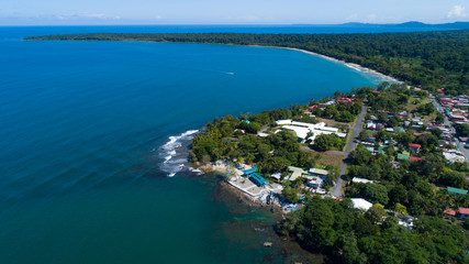 Aerial View from Cahuita with National Park in Costa Rica at the Caribbean