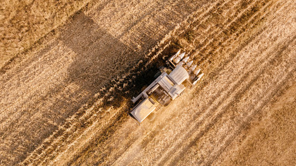 Fototapeta na wymiar Aerial view of agriculture industry - harvesting