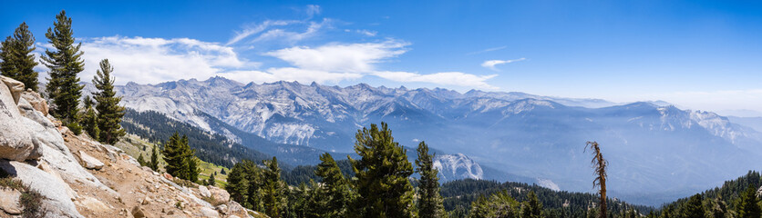 Landscape in Sierra Nevada mountains as seen from the trail to Alta Peak, Sequoia National Park,...