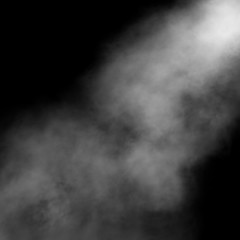 White fog and mist effect on black stage studio showcase room background.